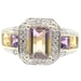 1.45 Ct Emerald Cut Ametrine w/ Amethyst, Citrine & Diamonds 10KT Gold Ring STS