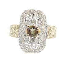 Women's 0.45 Ct Round Andalusite & Diamond Cluster 14KT Gold Floral Band Ring