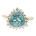 1.80 Ctw Trilliant Blue Topaz & Round Diamond Halo 14KT Yellow Gold Ring 6.51g