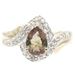 1.02 Ct Pear Andalusite & White Topaz Halo 14KT Yellow Gold Bypass Ring RRJ 4.2g