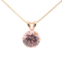 Solitaire 1.40 Ct Pink Synthetic Spinel 14KT Gold Pendant on 14KT Box Chain 18"