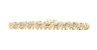 2.65 Ctw Round Diamond 14KT Yellow Gold XOXO Link Tennis Bracelet 7" - 14.63g