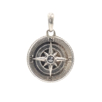 David Yurman Black Diamond Maritime Compass Amulet 1.1" Sterling Silver Pendant