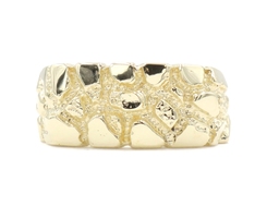 High Shine 10KT Yellow Gold 8.6mm Wide Retro-Style Nugget Ring Size 6 3/4 - 3.8g