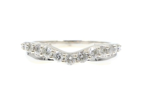 Women's V-Style 0.40 Ctw Round Diamond 14KT White Gold Wedding Band Ring NDI