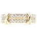 Women's X-Motif Round Cut Clear CZ 10KT Yellow Gold 2-Row Milgrain Ring 3.06g