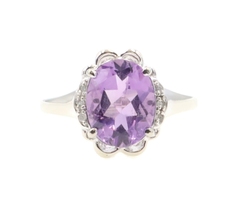 Estate 10KT White Gold 1.94 ctw Oval Purple Amethyst and Diamond Women's Ring 