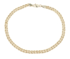 High Shine Double Strand 10KT Yellow Gold 4mm Rope Chain Bracelet 8" - 1.73g