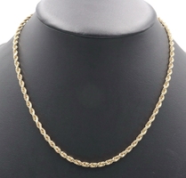 Classic 14KT Yellow Gold 3.9mm Wide High Shine Rope Chain Necklace 19" - 23.42g