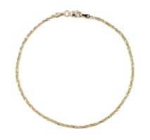 Classic 10KT Yellow Gold 1.8mm High Shine Rope Chain Bracelet 8" RCI - 1.74g