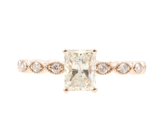 1.95 ctw Emerald & Round Natural Diamond Eternity Band Solitaire Engagement Ring