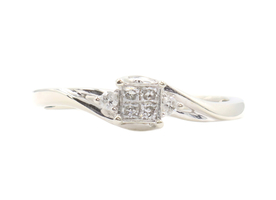 0.10 ctw Princess & Round Diamonds Past Present & Future 10KT White Gold Ring