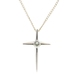 14KT White Gold 0.16 ctw Round Diamond Solitaire Cross Pendant on 16" Necklace