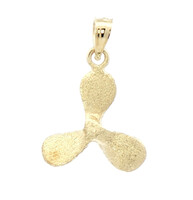 Unique 14KT Yellow Gold 3D 0.8" Medium Diamond Cut Boat Propeller Pendant 1.35g