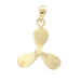 Unique 14KT Yellow Gold 3D 0.8" Medium Diamond Cut Boat Propeller Pendant 1.35g