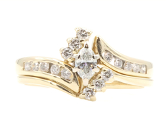 Women's 0.46 Ctw Marquise & Round Diamond Bypass 14KT Gold ODI Wedding Set 4.6g