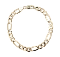 High Shine 10KT Yellow Gold 7.2mm Semi-Hollow Figaro Chain Bracelet 8" RSA 9.29g