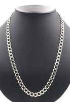 24" High Shine Heavy Sterling Silver 8.4mm Italy Curb Link Necklace - 55.03g