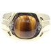 2.55 Ctw Cushion Cabochon Tiger's Eye & Round Diamond 10KT Yellow Gold Ring 5.8g
