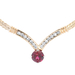V-Style 2.20 Ct Round Garnet & Diamond 14KT Yellow Gold Herringbone Necklace 18"