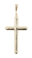Classic Religious 10KT Yellow Gold High Shine Cross Pendant 1.9" SARO - 2.60g
