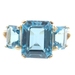 Women's 3-Stone 7.60 Ctw Emerald Cut Blue Topaz 10KT Yellow Gold Ring - 4.5g