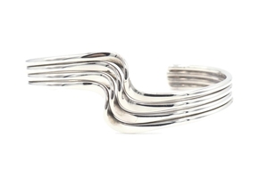 Women's Sterling Silver 23.3mm Wide Freeform Wave Cuff Bracelet 7" Mexico 27.60g