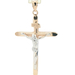 Classic 2" 10KT Two-Tone Gold Estate Crucifix Cross Necklace Pendant by RL 1.07g