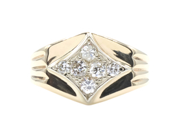 Men's 10KT Yellow Gold 0.68 ctw Round Diamond Star Cluster 13.5mm Signet Ring
