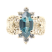1.70 Ct Marquise Color-Enhanced Blue Topaz & White Topaz 10KT Gold Filigree Ring