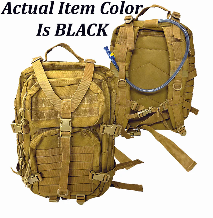 WFS TB-900-BLACK Backpack w Hydration Bladder-Black