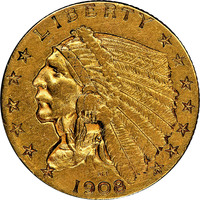 1908 $2.5 Indian Head Gold Coin