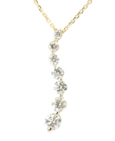 1.00 ctw Round Diamond 14KT Yellow Gold Journey Pendant w 20" 10KT Gold Necklace