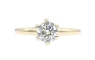 Women's 0.62 Ct Solitaire Round Diamond 14KT Yellow Gold Engagement Ring 2.75g