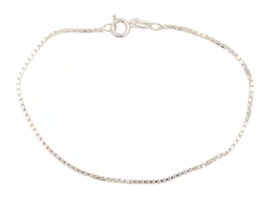 Classic 1.4mm Wide Sterling Silver 925 7.5" High Shine Box Chain Bracelet 1.8g