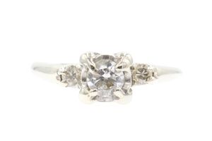 0.40 Ctw Early Modern Brilliant Cut & Round Diamond 14KT White Gold PPF Ring 2g