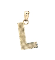 Diamond Cut 10KT Yellow Gold Textured Initial "L" Necklace Pendant 19.6mm 0.55g