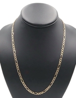 Heavy High Shine 14KT Yellow Gold 4.5mm Classic Figaro Chain Necklace 21" 11.15g