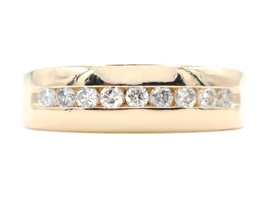 0.45 ctw Round Diamond 6.5mm Wide 14KT Yellow Gold Men's Channel Band Ring 6.62g