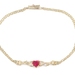 0.45 Ct Heart Cut Lab-Created Ruby & Natural Diamond 14KT Gold Bismark Bracelet
