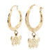 Estate 10KT Yellow Gold Round Hoop Butterfly Charm Dangle Women's Earrings 0.7g