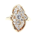 Estate Women's 10KT Yellow Gold Round Cubic Zirconia CZ Marquise Cluster Ring 