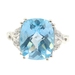 6.60 Ct Rectangular Cushion Cut Blue Topaz & Diamond Accent 10KT White Gold Ring
