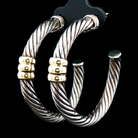 David Yurman 1.5" X Hoop Cable Earrings 14K Yellow Gold & 925 Silver Rare! 12.5g
