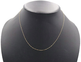 Estate High Shine 14KT Yellow Gold 0.7mm Thin Box Chain Necklace 18" Peru - 0.8g