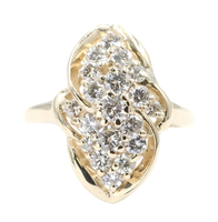 Women's Estate 1.38 Ctw Round Cut Diamond 14KT Yellow Gold Cluster Ring N.B.