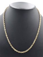 Classic 10KT Yellow Gold 4.3mm Wide High Shine Rope Chain Necklace 22" - 13.38g