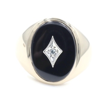 Vintage-Style 3.20 Ct Oval Black Onyx & Diamond Accent 10KT Yellow Gold Ring