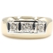 Men's 3-Stone 0.24 Ctw Round Diamond 10KT Two-Tone Gold Wedding Band Ring 4.50g