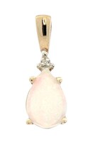Pear Cabochon 0.50 Ct Synthetic Opal & Natural Diamond Accent Pendant 17mm